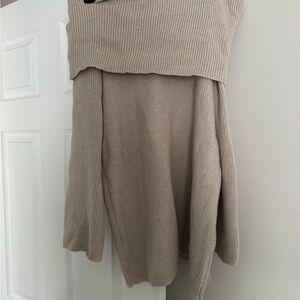 SHEIN Beige Knit Off-Shoulder Dress